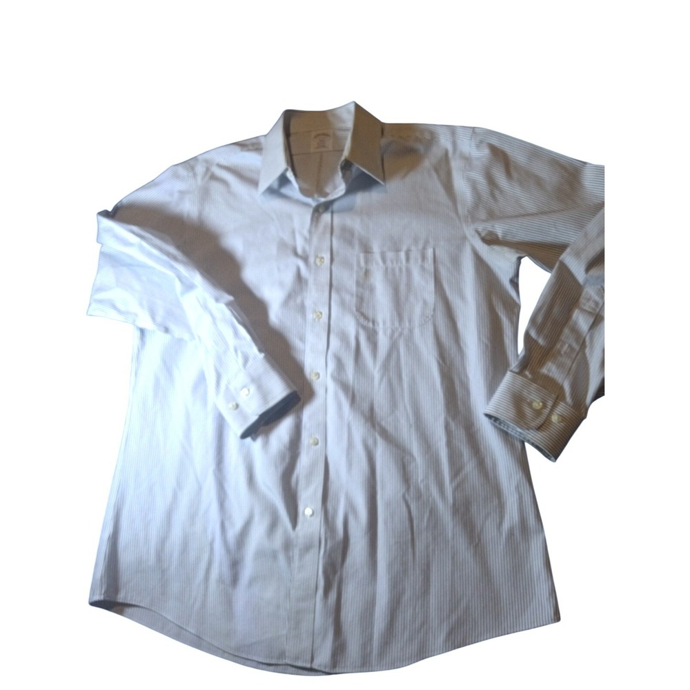 Brooks Brothers Shirt Mens 16 4/5 Blue White Regent Fit‎ Button Vertical Dress
